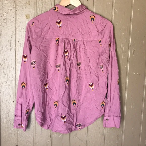 Anthropologie county fair pink hot balloon embroidered top - Picture 9 of 11